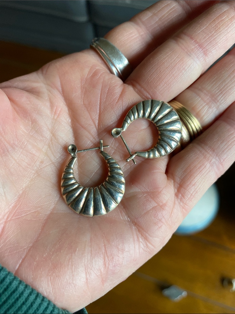Vintage Sterling Silver Hoop Earrings Marked 925